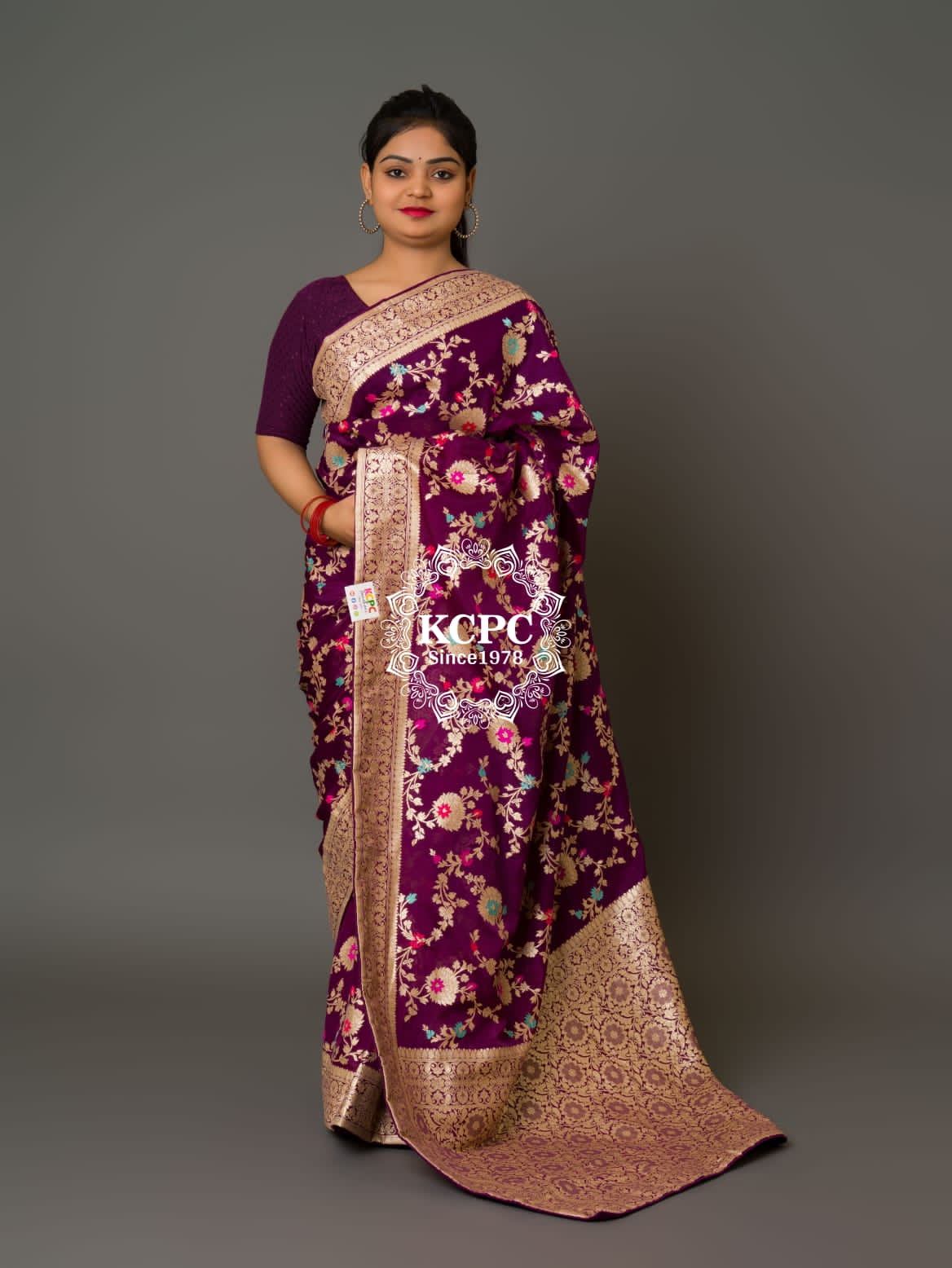Tanmira Pure Khaddi Waterzari Sarees Handloom Banarasi Weaving Saree Purple