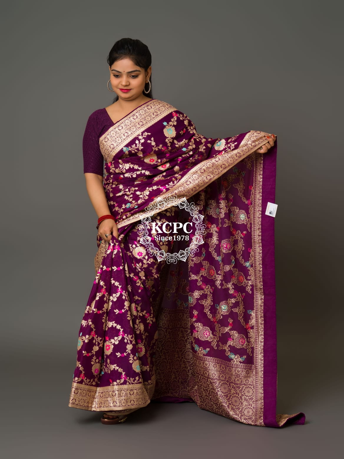 Tanmira Pure Khaddi Waterzari Sarees Handloom Banarasi Weaving Saree Purple