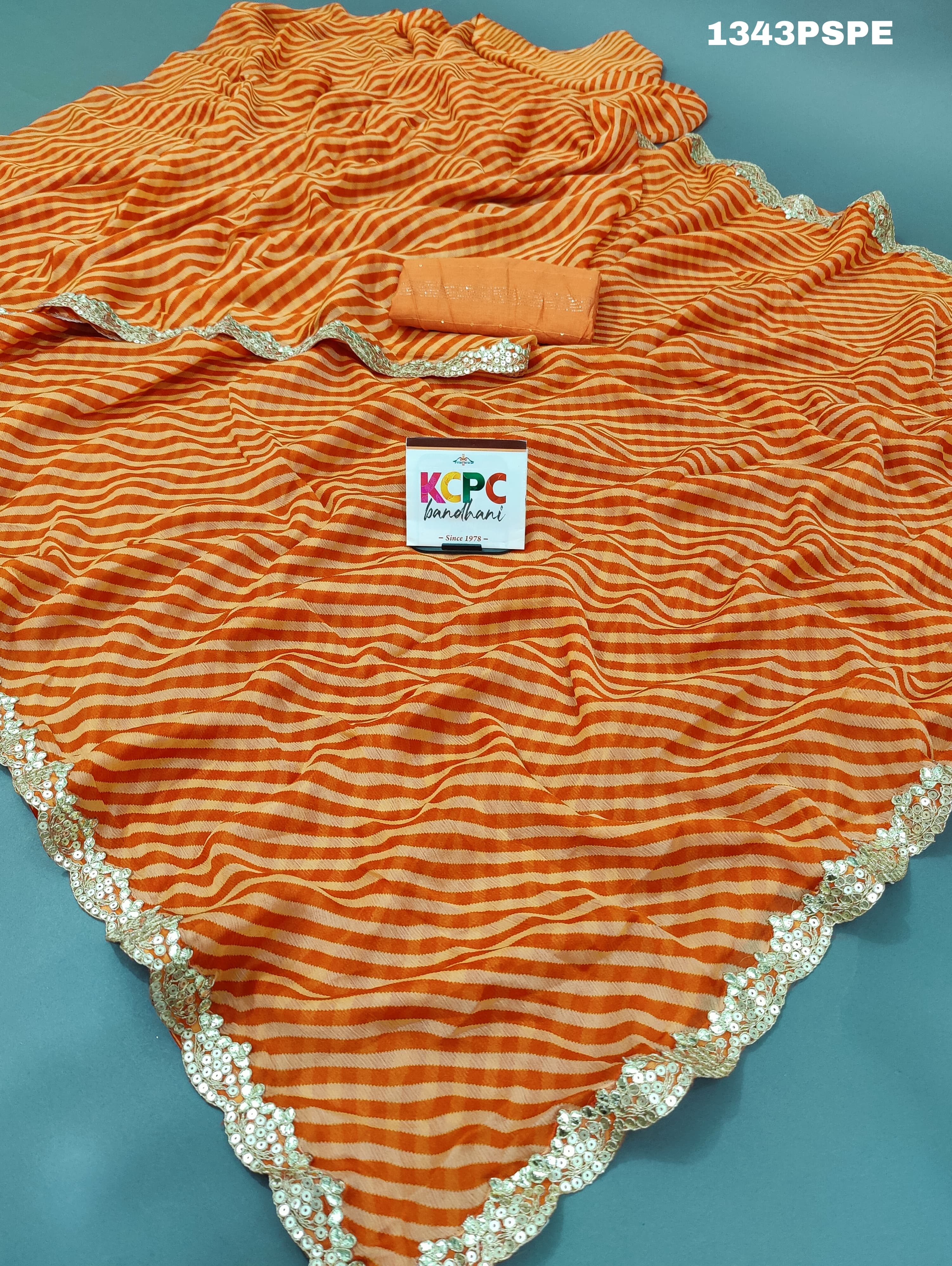 Tanmira New chiffon Leheriya print Gotapatti Saree,BHA