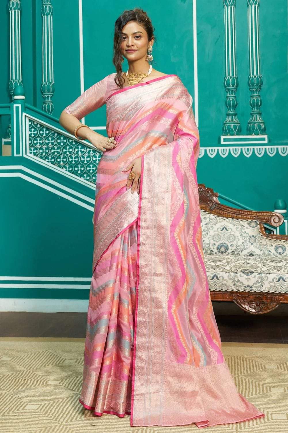 Tanmira Pure Tissue Cotton Rich Palu Broket Brouse Saree RR 1