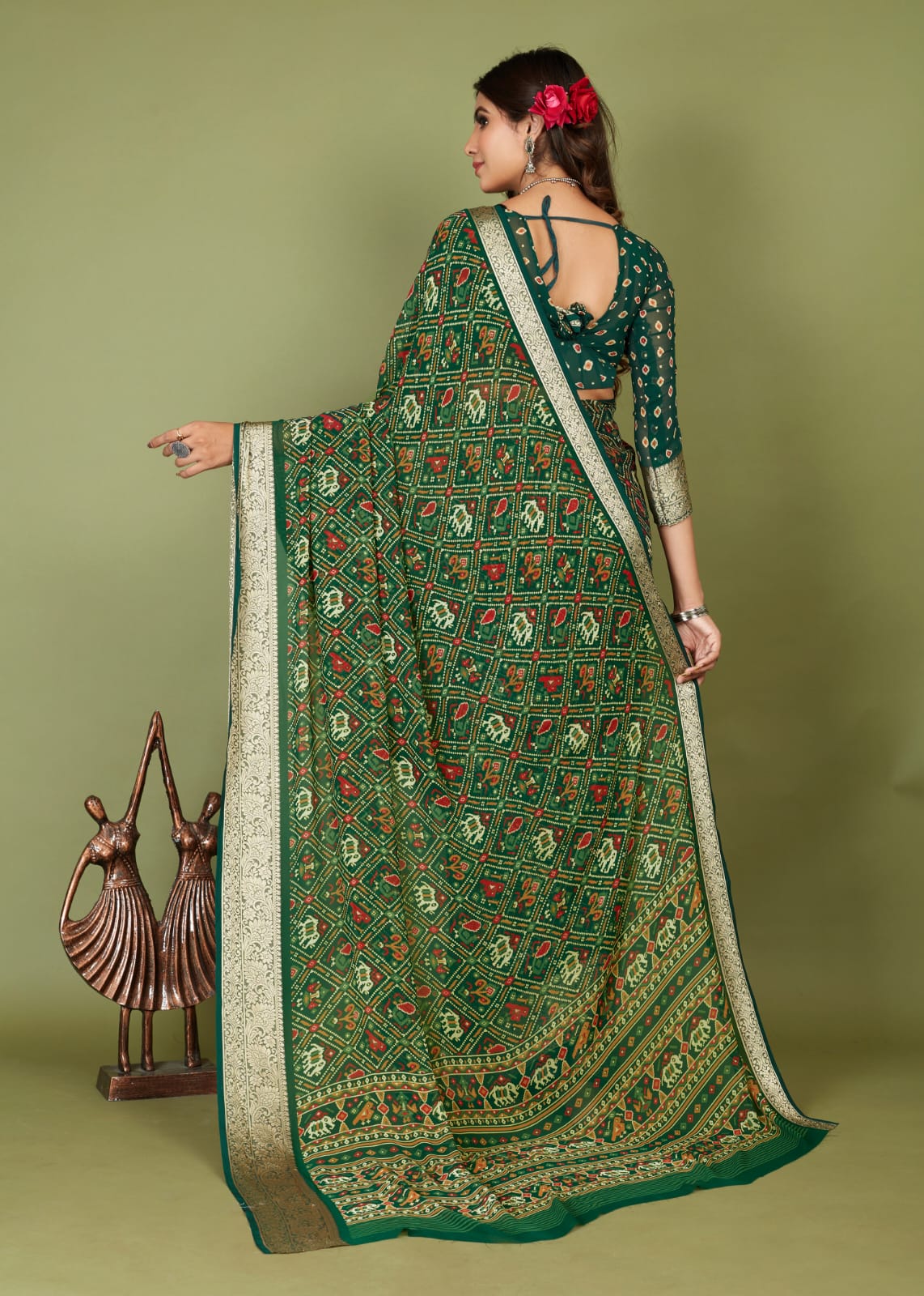 Tanmira New Cotton silk Banarsi Weaving Patola Print saree STR