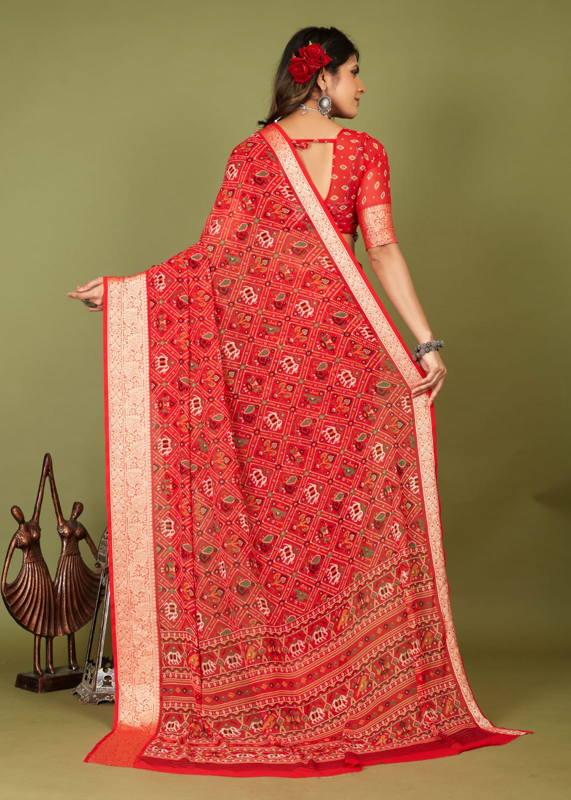 Tanmira New Cotton Silk Banarsi Weaving Patola Print Saree STR