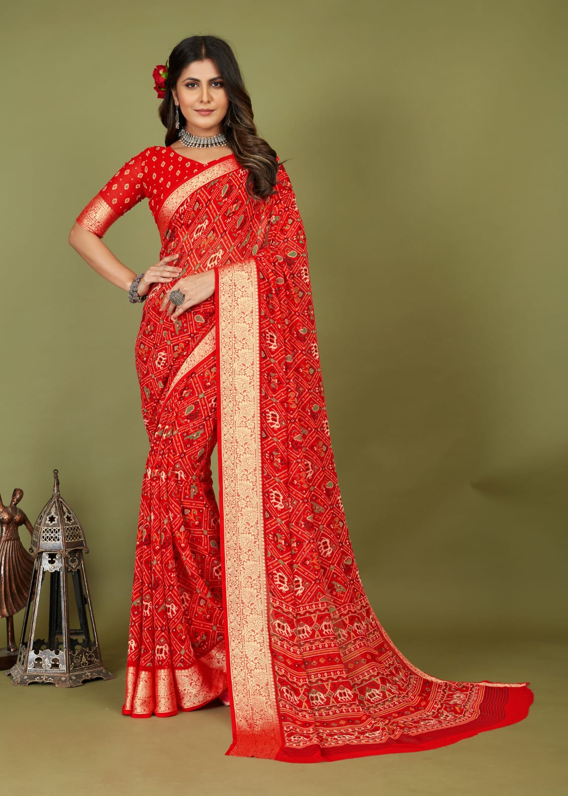 Tanmira New Cotton Silk Banarsi Weaving Patola Print Saree STR