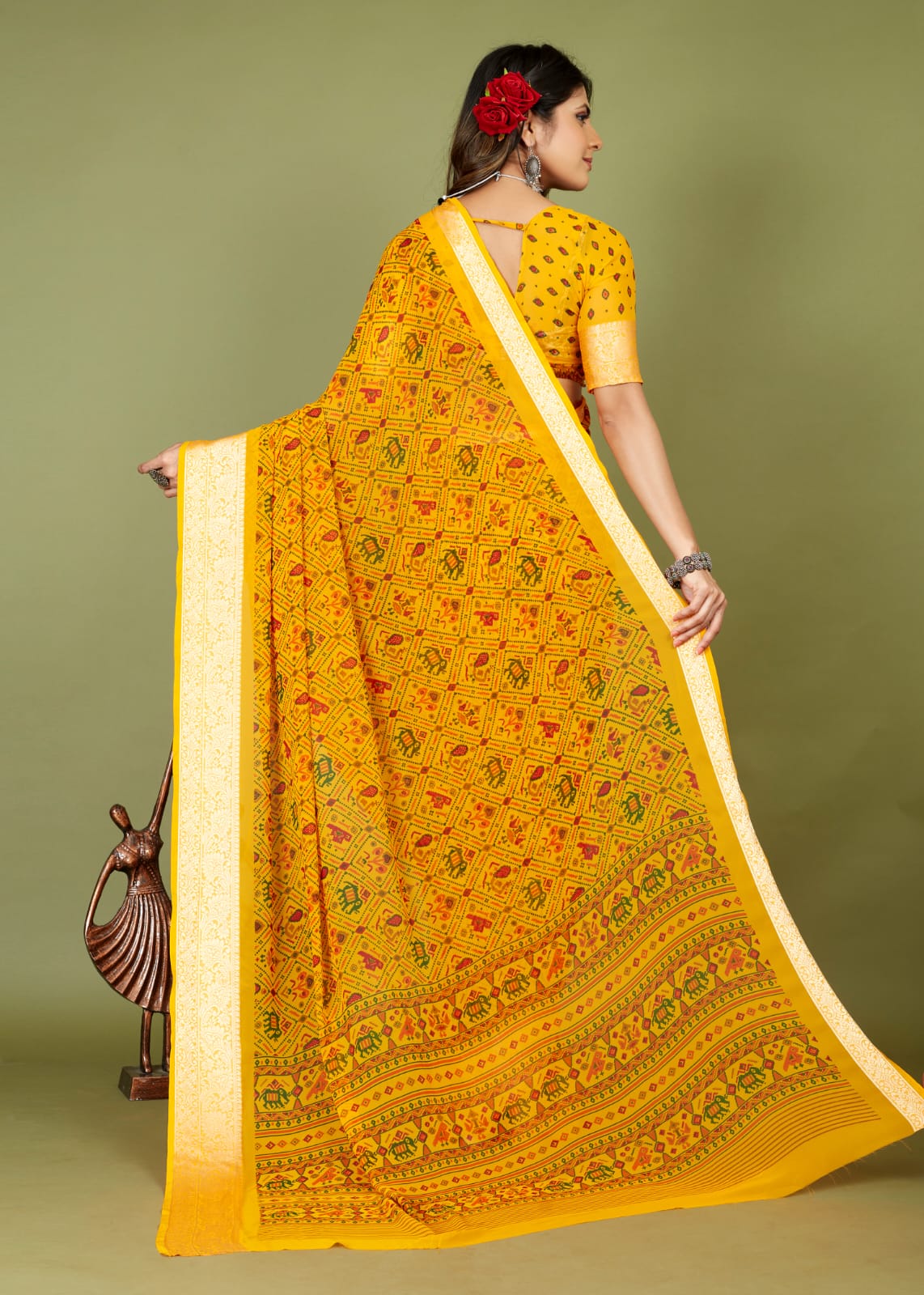 Tanmira New Cotton silk Banarsi Weaving Patola Print saree, STR