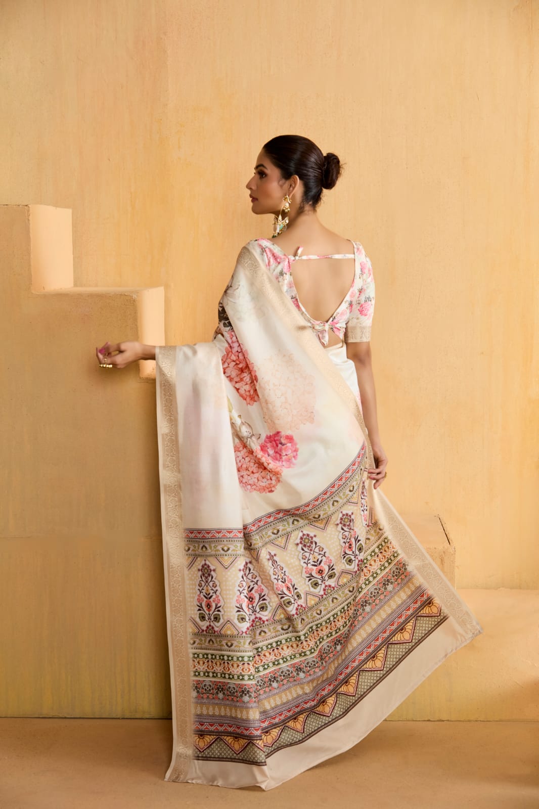 Tanmira New Launch Pashmina Cotton Silk printed Saree With Blouse STR