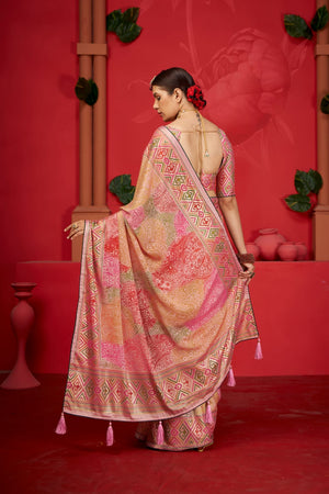 Printed Light Weight saree with Pashmina cotton silk febric