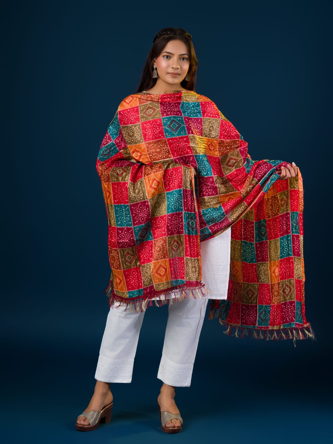 Tanmira Beautiful Bandhej Chinon Multicolour Dupatta RAY