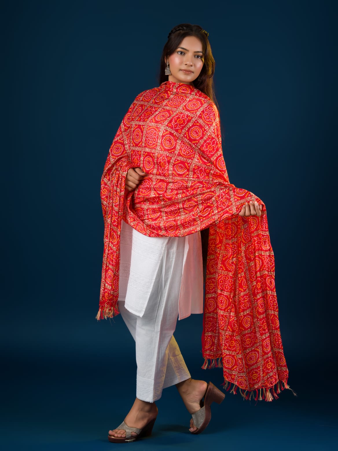 Tanmira New Chinon Silk Bandhej Dupatta RAY