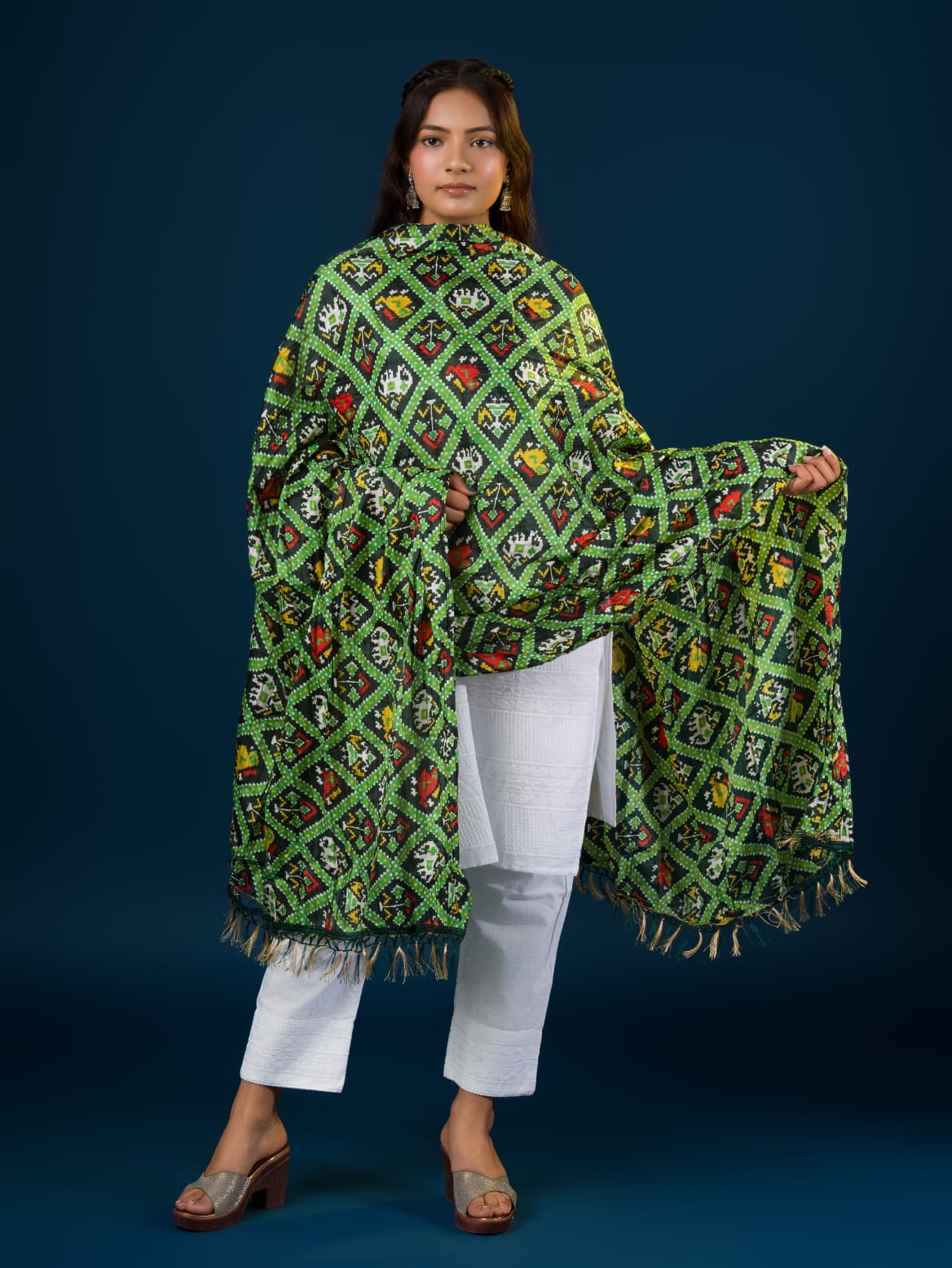 Tanmira Beautiful Chinon Printed Traditional Look Dupatta RAY