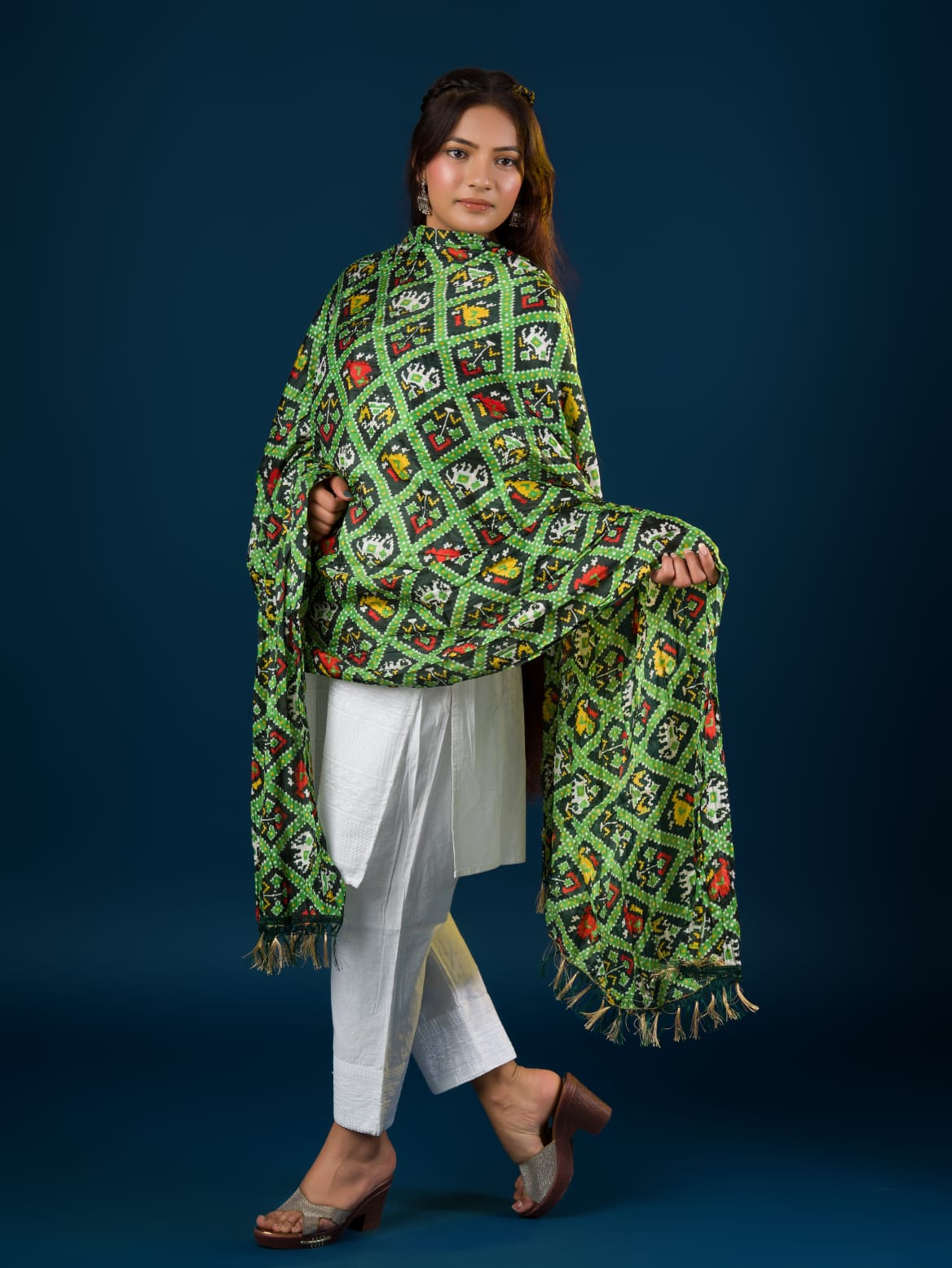 Tanmira Beautiful Chinon Printed Traditional Look Dupatta RAY