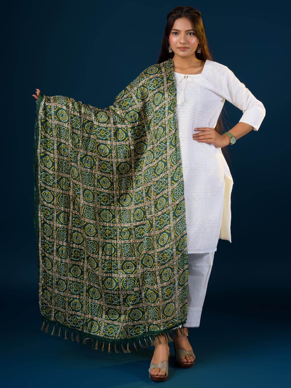 Tanmira New One Bandhej Chinon Silk Dupatta RAY