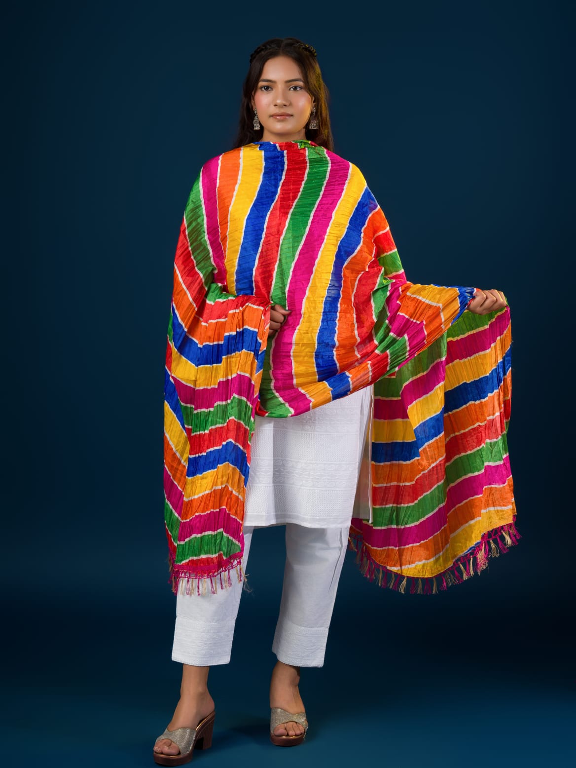 Tanmira New Leheriya Chinon Colourful Dupatta RAY