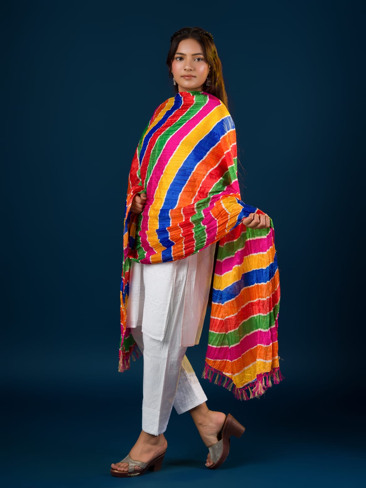 Tanmira New Leheriya Chinon Colourful Dupatta RAY