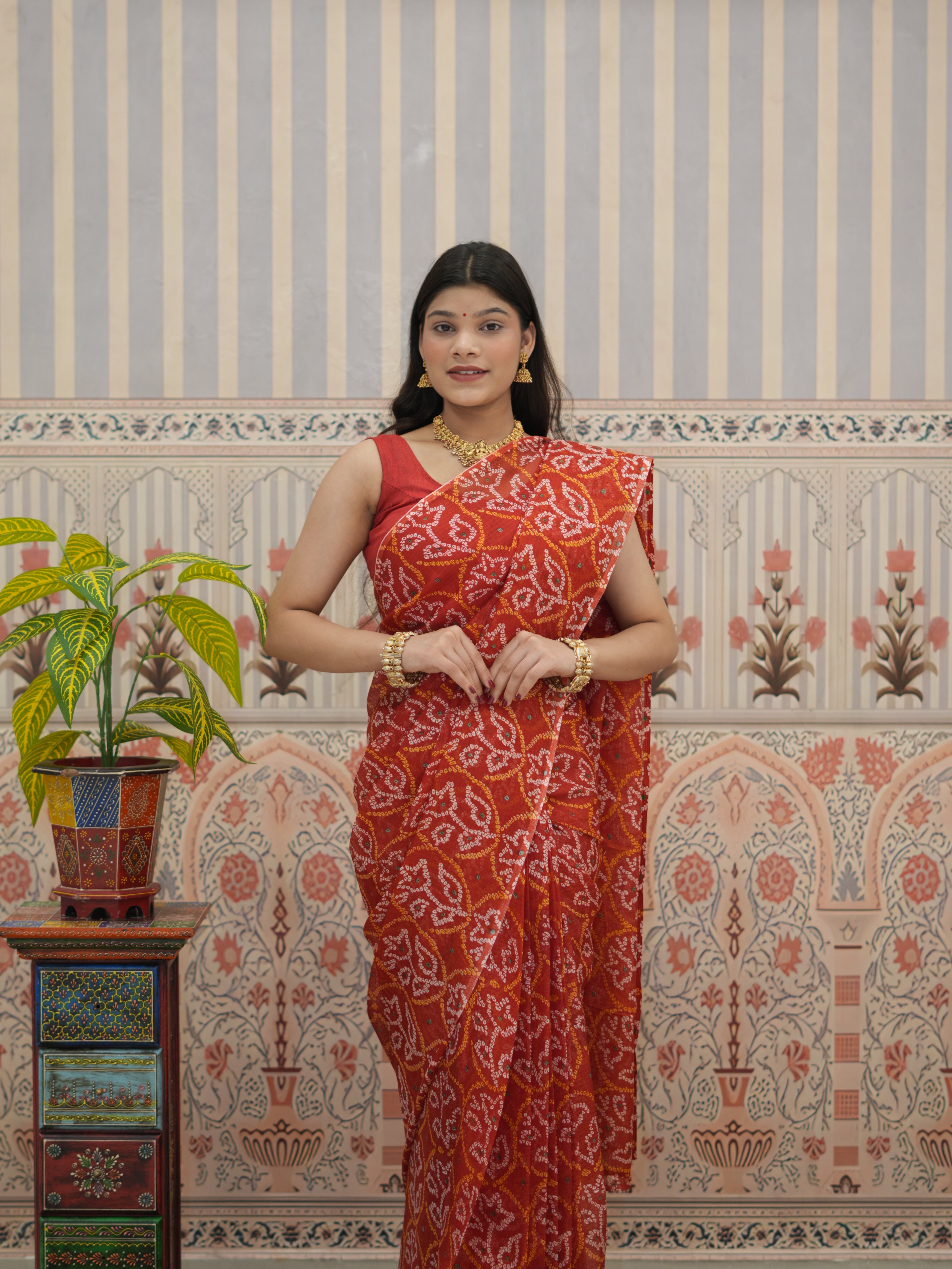 Tanmira Elegant Kota Doriya Bandhani Style Saree Casual Wear SWA