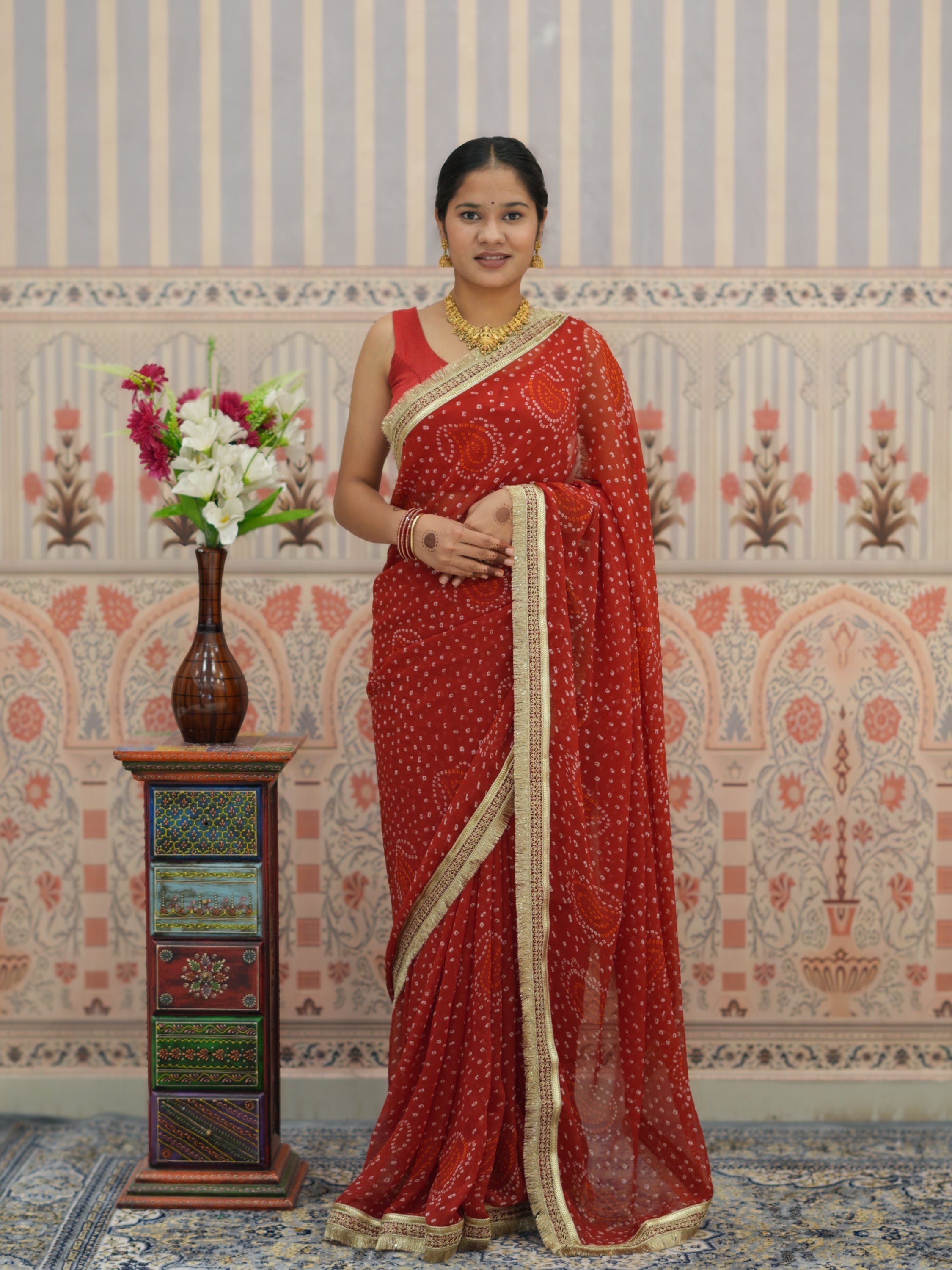Buy Festive Special Bandhani Style Georgette Saree Tanmira