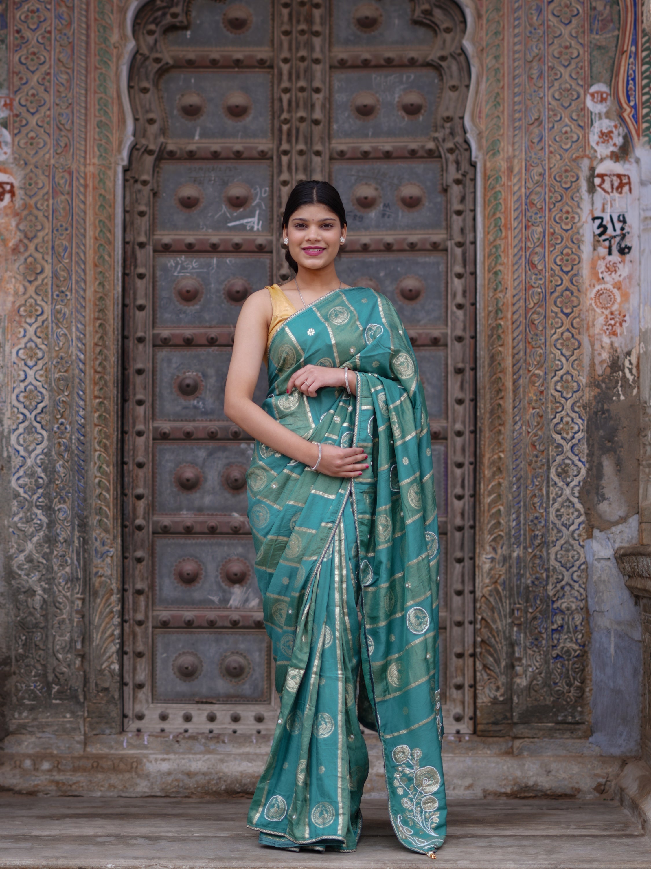 Tanmira New Festive Ready Dola Silk Saree Featuring Banarasi Style White Cutdana Detailing PDM