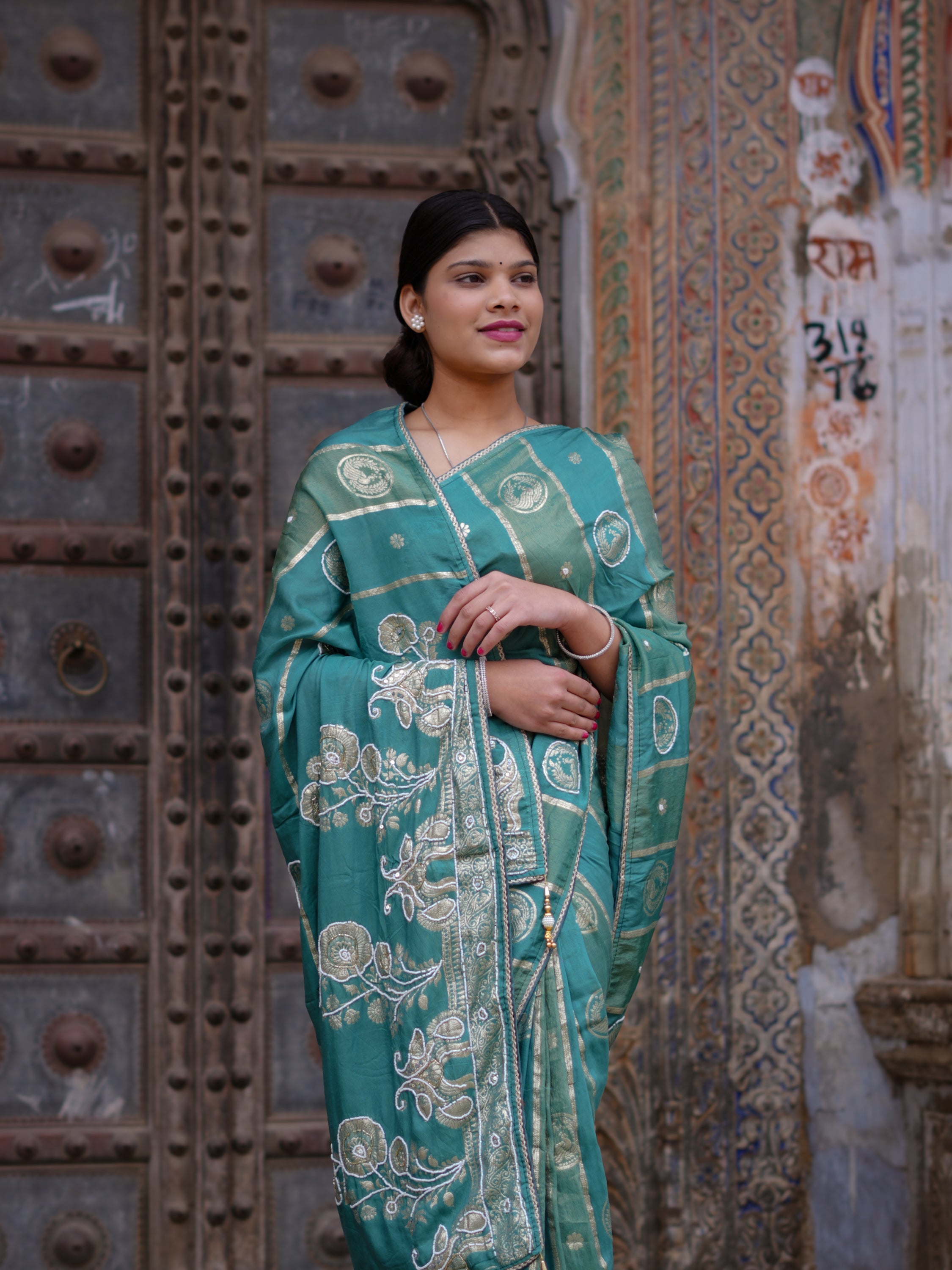 Tanmira New Festive Ready Dola Silk Saree Featuring Banarasi Style White Cutdana Detailing PDM