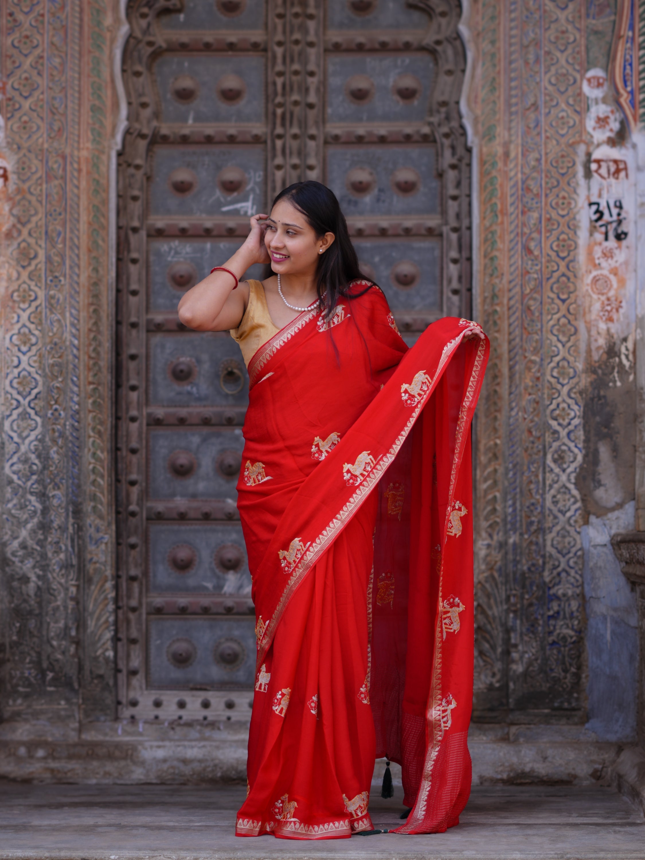 Tanmira New Luxury Chinon Designer Saree with Fine Hand Embroidery RB