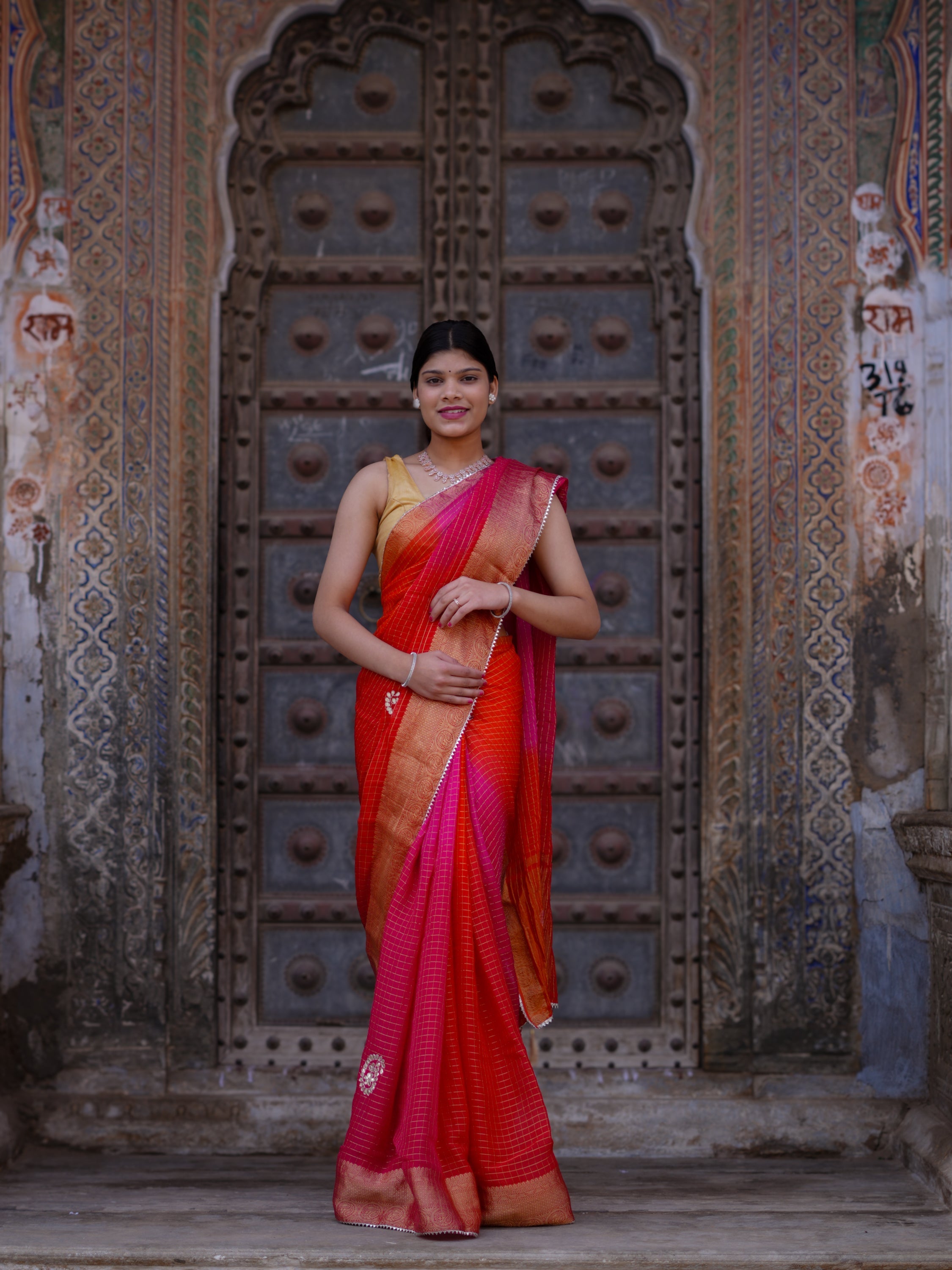 Tanmira New Premium Georgette Saree in Banarasi Style with Gotapatti Detailing Satish