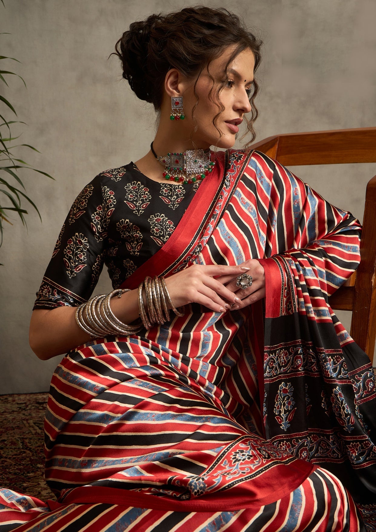 Tanmira New Beautiful Silk Ajrak Print Party Wear Saree APL