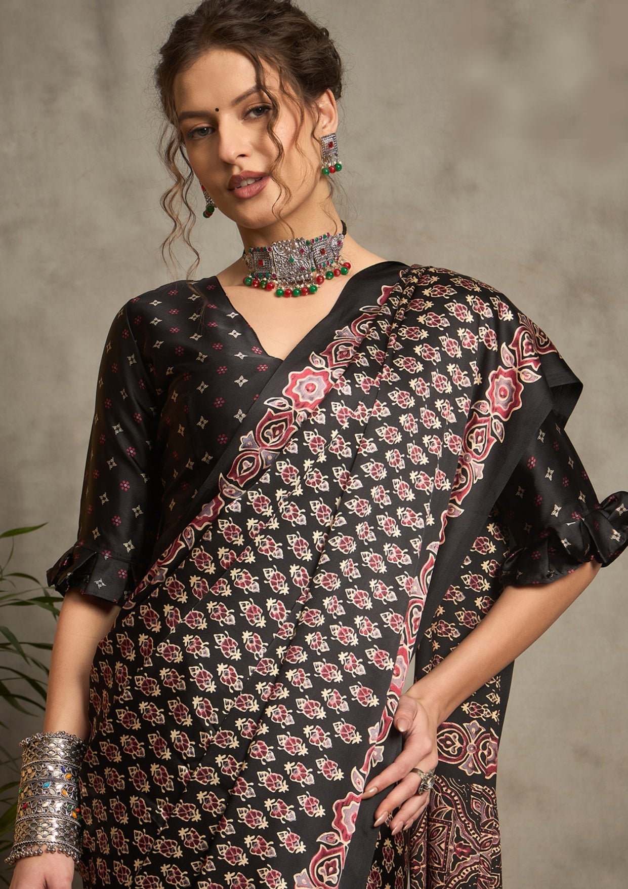 Tanmira New Latest Silk Ajrak Print Party wear Saree APL