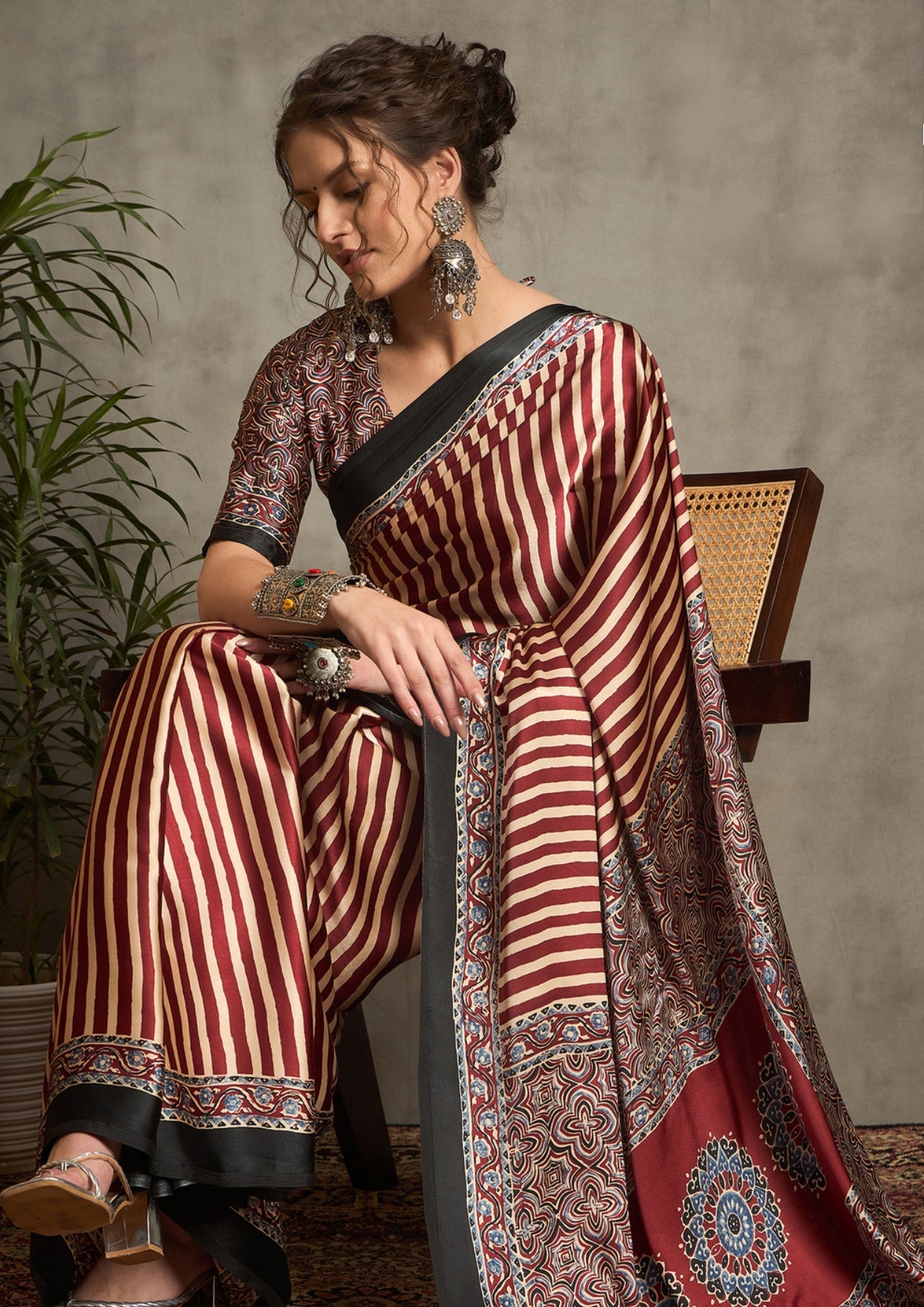 Tanmira Latest Silk Ajrak Print Party wear Saree APL
