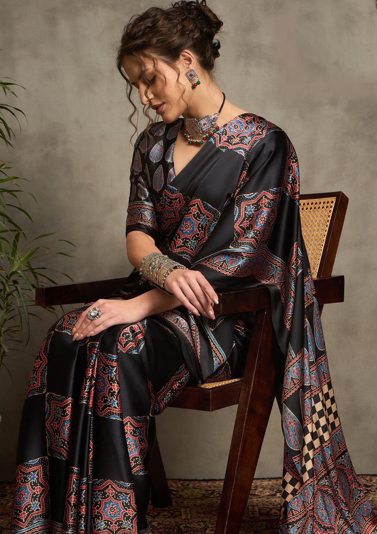 Tanmira Beautiful Latest Silk Ajrak Print Party wear Saree APL