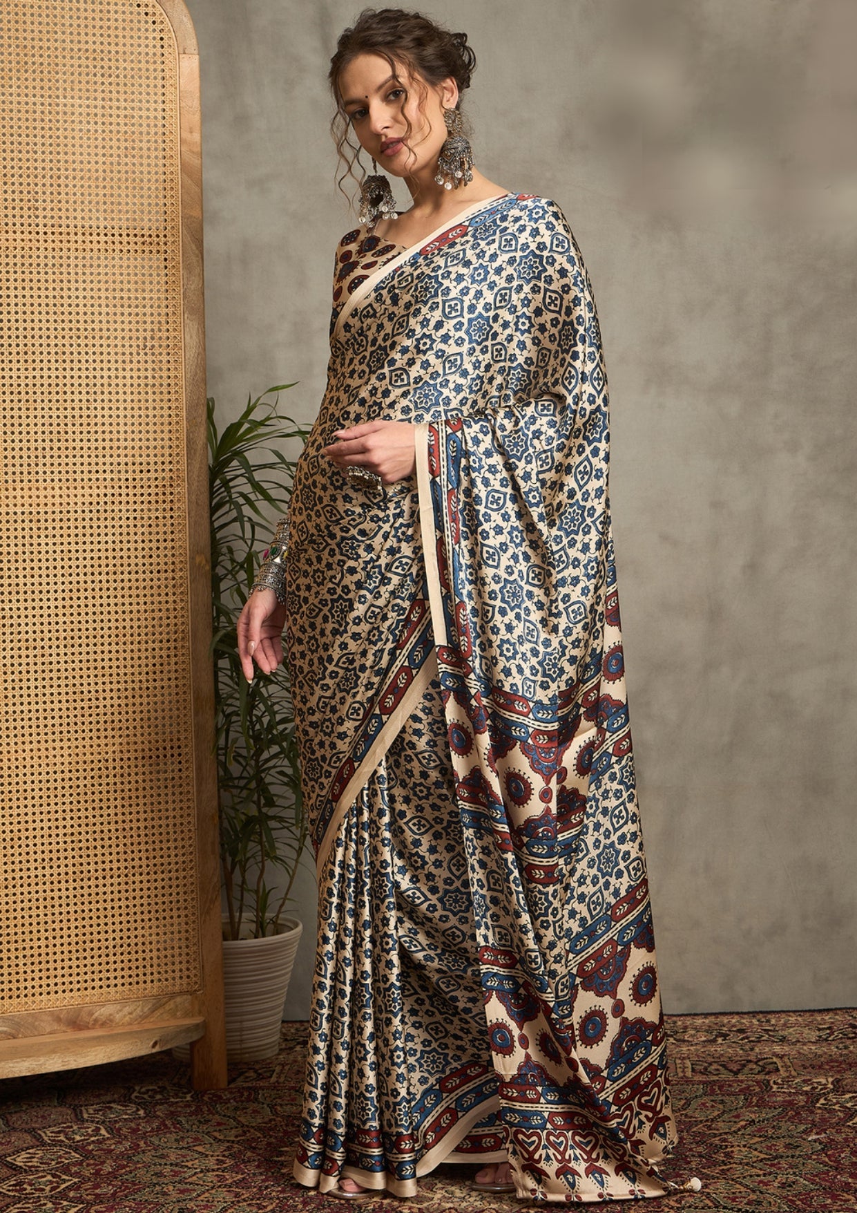 Tanmira New Latest Beautiful Silk Ajrak Print Party Wear Saree APL