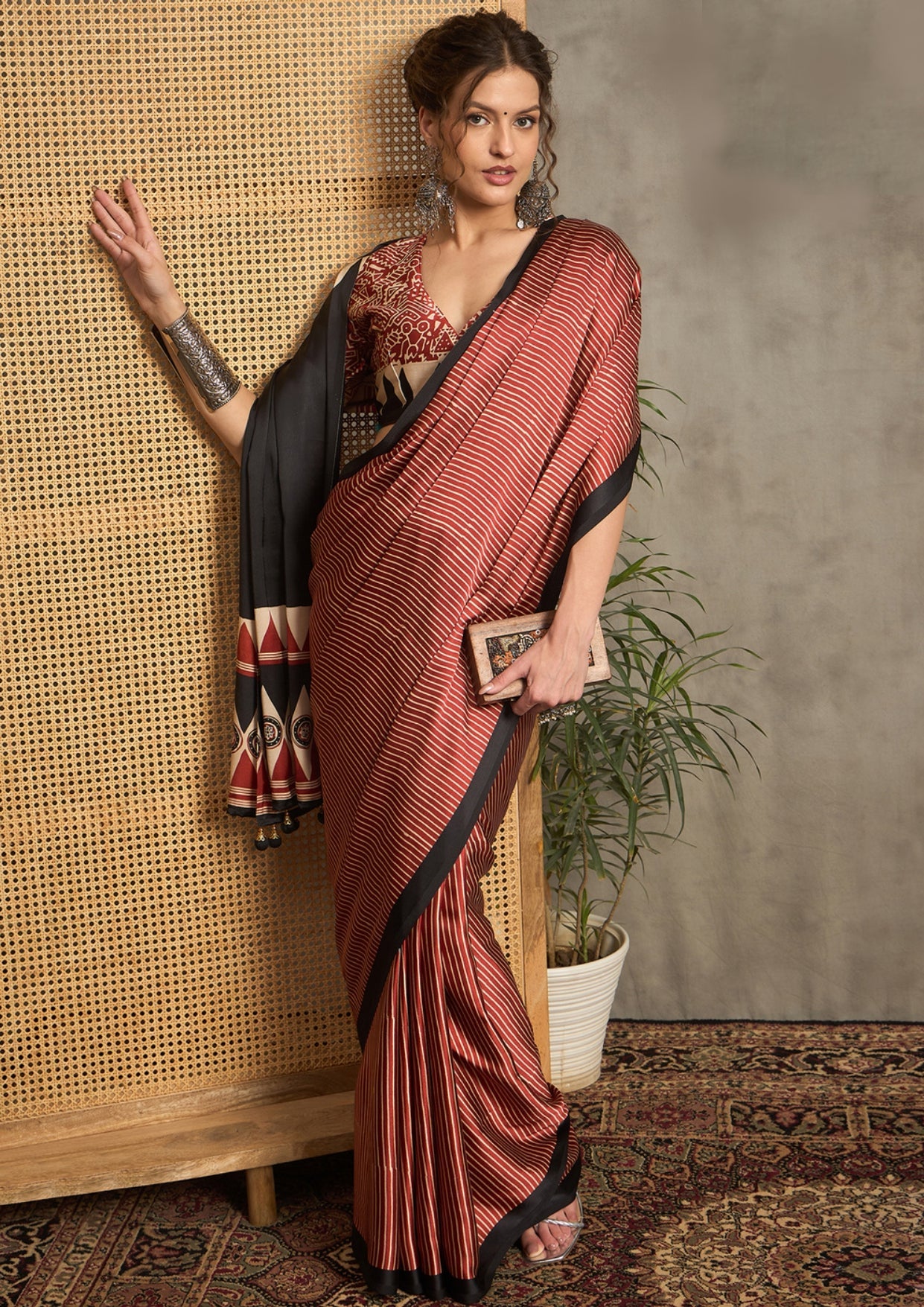 Tanmira Launch New Silk Ajrak Print Party wear Saree APL