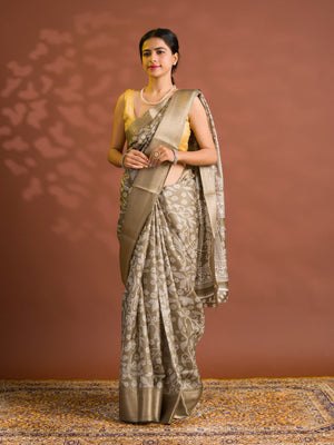 By Printed Saree With Zari border