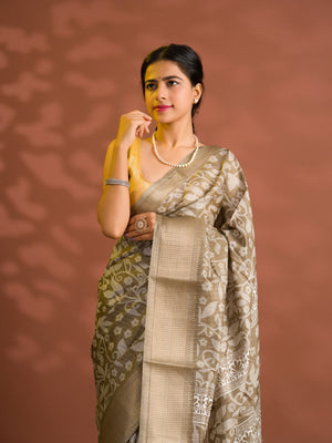 By Printed Saree With Zari border