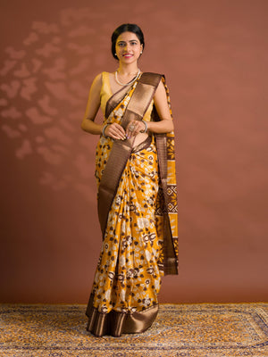 By Printed Style With Zari border Saree