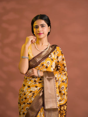 By Printed Style With Zari border Saree