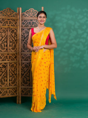 By Bandhani Saree With Casual Wear