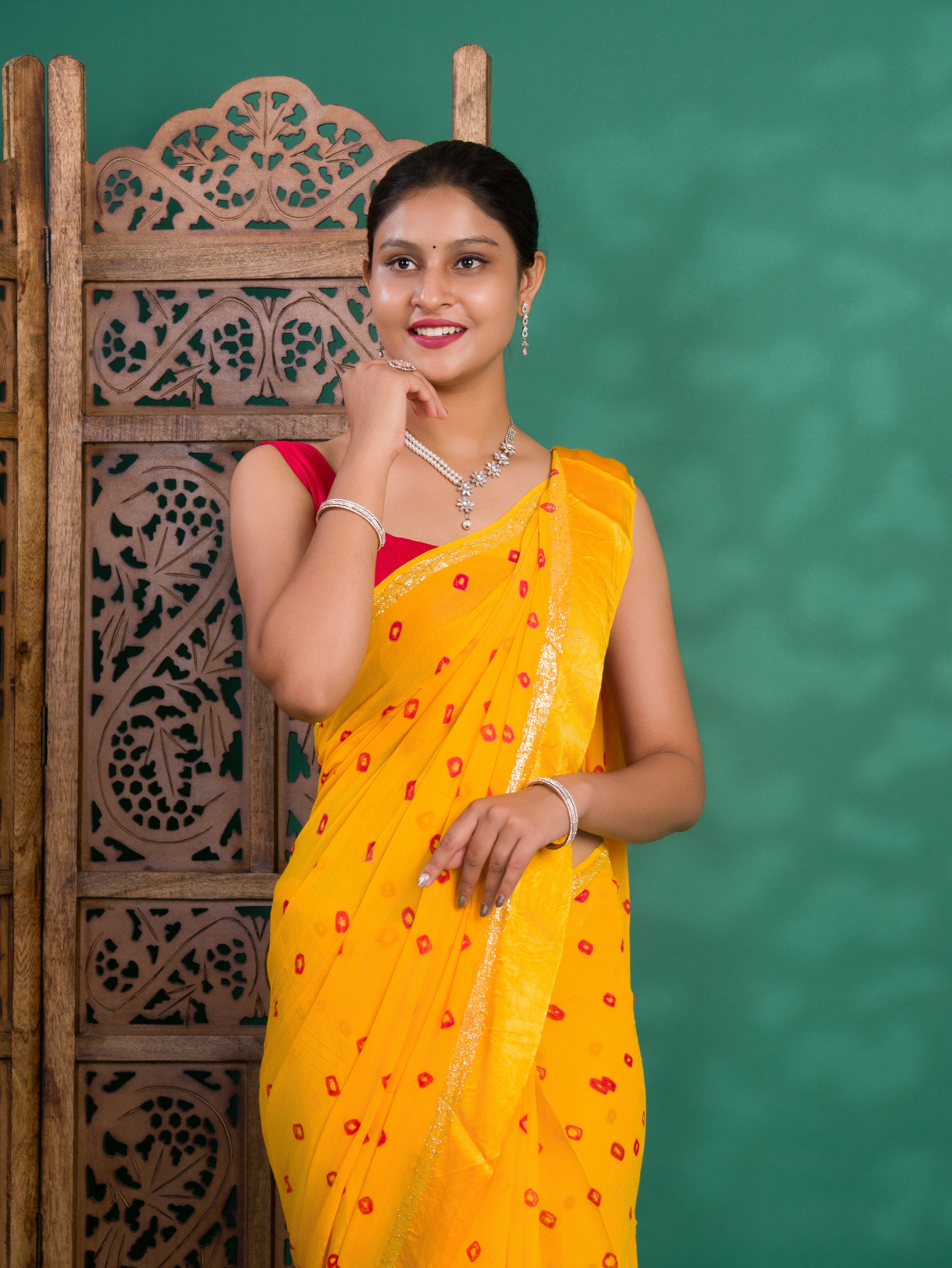 Tanmira New Casual Wear Georgette Bandhani Saree CHAND