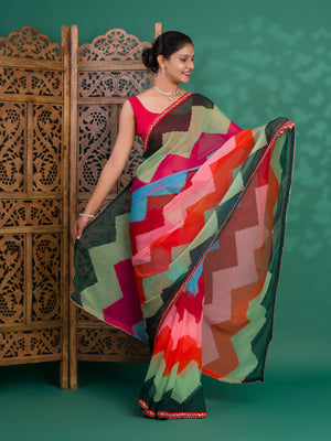 Leheriya Style Saree With Casual Wear
