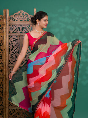Leheriya Style Saree With Casual Wear