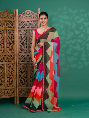 Leheriya Style Saree With Casual Wear