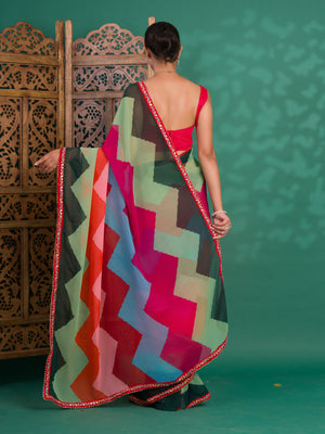 Leheriya Style Saree With Casual Wear