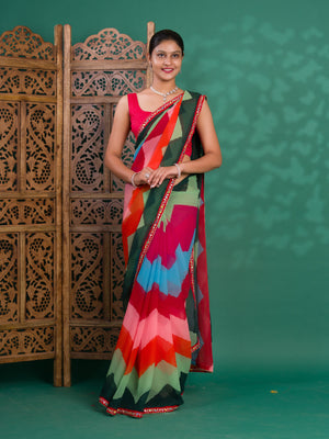 Leheriya Style Saree With Casual Wear