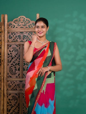 Leheriya Style Saree With Casual Wear