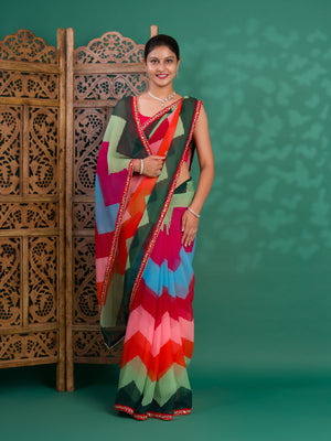 Leheriya Style Saree With Casual Wear