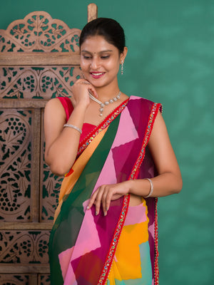 By New Special Zik Zag Chiffon Embroidery Work Saree