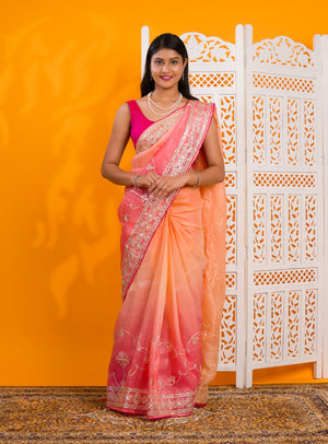 By New Latest Tissue Bollywood Style With Gotapatti Work Saree
