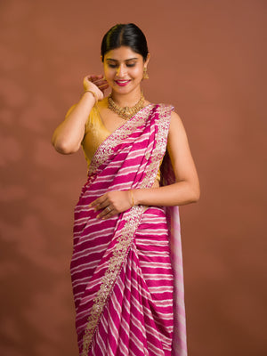 By Leheriya Saree With Gotapatti Work