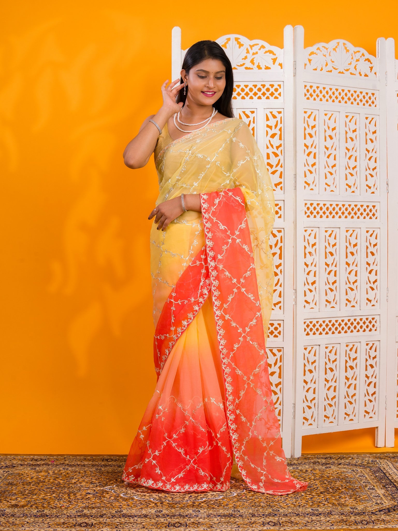 By New Beaytiful Chiffon Bollywood Style With Gotapatti Work Saree