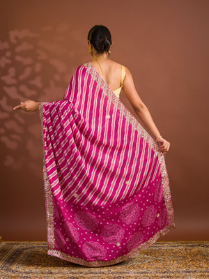 By Leheriya Saree With Gotapatti Work