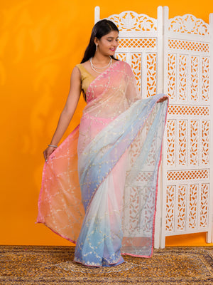By New Beaytiful Chiffon Bollywood Style With Gotapatti Work Saree