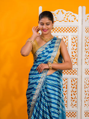 By Leheriya Saree With Gotapatti Work