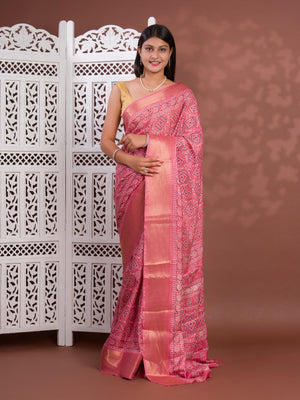 Cotton silk Ajrakh style Saree under 1000
